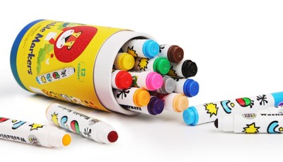 Μαρκαδόροι Baby Roo σετ 12 χρωμ. στρογγυλή μύτη  Washable JarMelo