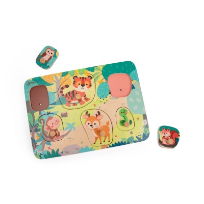 Ξύλινο Παζλ Σφηνώματα με Ήχους της Ζούγκλας Classic World